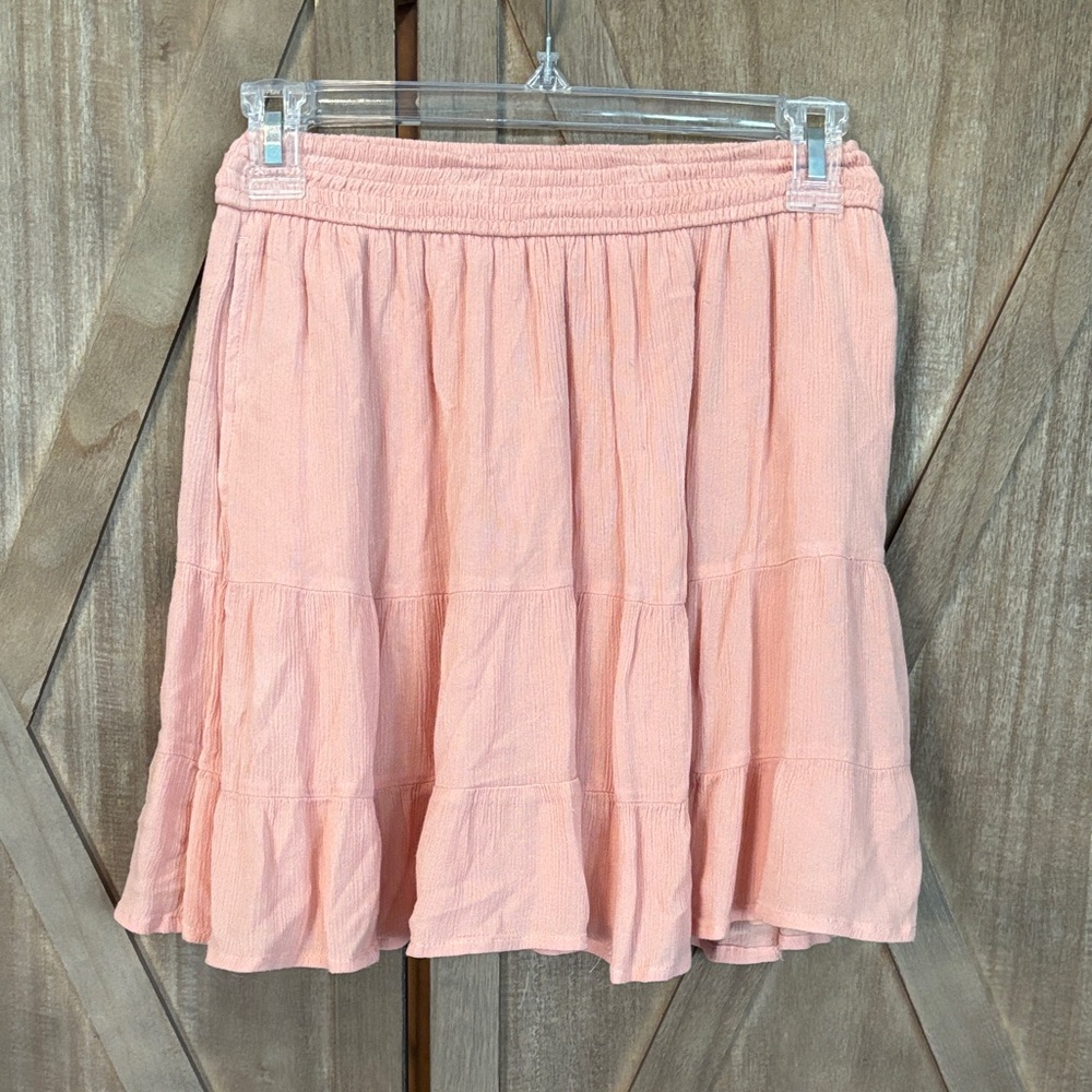 Hollister Light Pink Tiered Summer Skirt with Pockets - Small